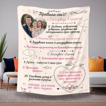 Плед для сім'ї "Правила сім'ї" 150х200 ПСМ003 фото